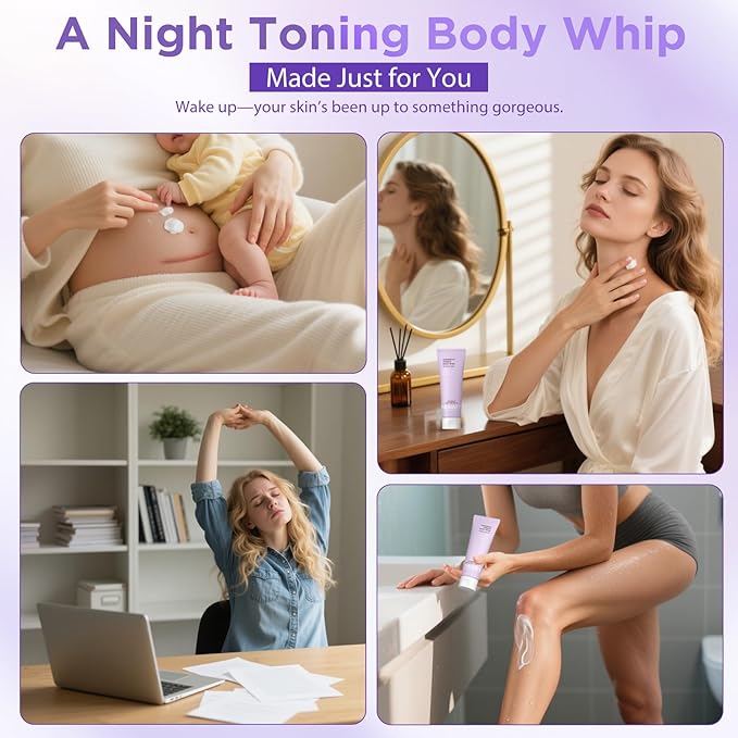 Overnight Toning Body Whip – Clinically Tested Night Cream for Firming & Moisturizing Arms, Thighs & Belly | Targets Loose Skin & Improves Tone While You Sleep, All Skin Types