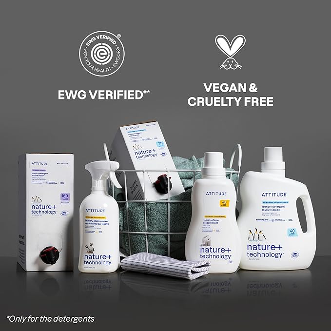 ATTITUDE Liquid Laundry Detergent Refill, EWG Verified, HE Compatible, Plant-Based & Vegan, Natural Laundry Soap, Mountain Fresh Scent, 160 Loads, 135.26 Fl Oz