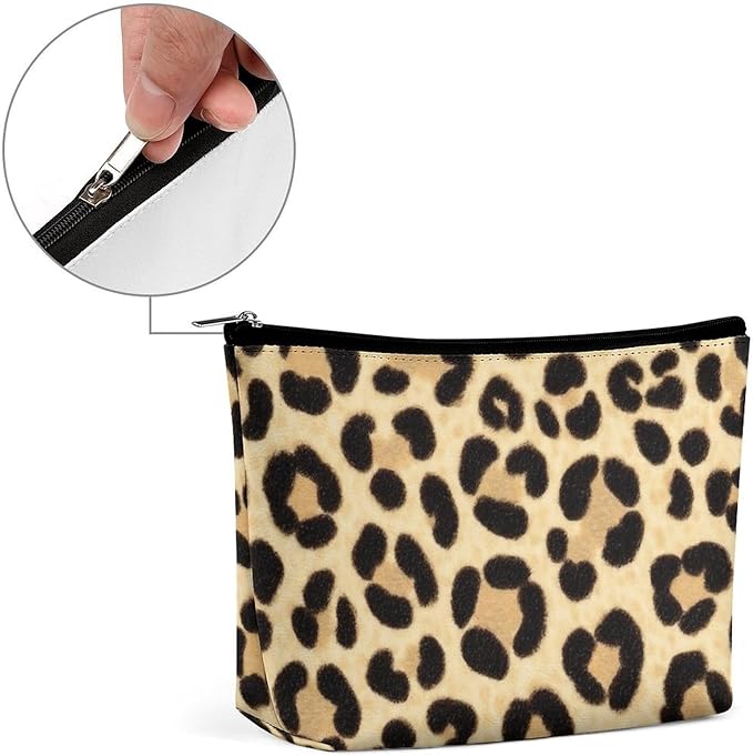 Travel Cosmetic Bag, Large Makeup Case, Toiletry Bag, Personality Fashion Zipper Cosmetic Case Wild Animal Leopard Print