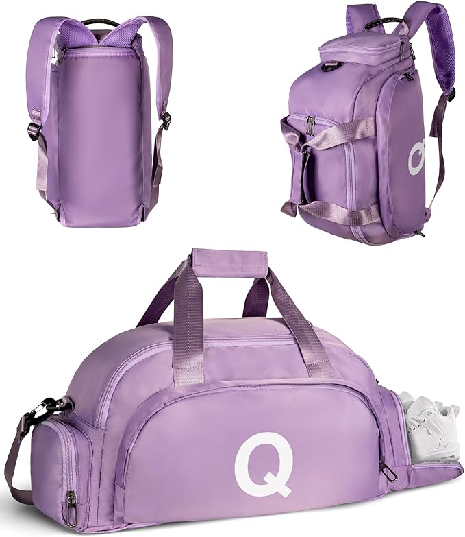 Cheer Gifts for Daughter 10 11 12 13 14 15 16 17 18 Year Old, Initial Gym Bags with Shoe Compartment, Dance Bag for Girls, Monogram Kid Overnight Bags, Small Travel Duffle Tote (Letter Q)
