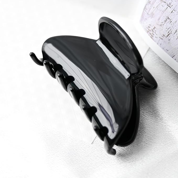 Handmade Celluloid Acetate French Design Barrettes Tortoise Shell Claws Hair Claw Luxury Fashion Accessories Hair Clip for Women (Classic black)