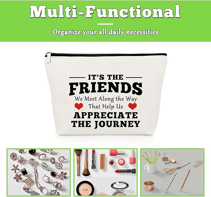 Best Friend Gift for Women Makeup Bag Friend Birthday Gifts Thank You Present for Friends Bff Sister Inspirational Cosmetic Bag for Girls Friendship Graduation Present for Her Travel Cosmetic Pouch