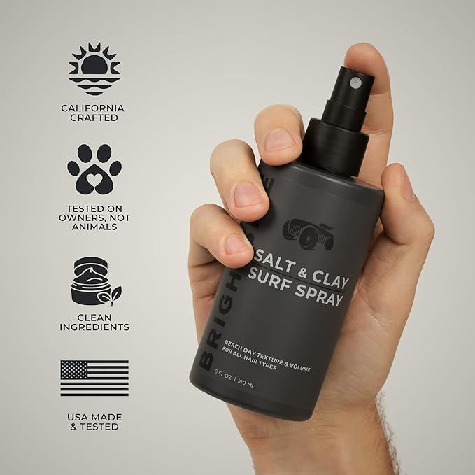 Salt & Clay Surf Spray - Hair Texturizing & Volumizing Spray - Travel Size TSA (3oz) - Sea Salt & Epsom Salt, Natural Clay Blend, Silica, & Green Tea - Beach Style For All Hair Types