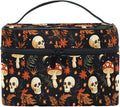 MNSRUU Makeup Bags, Mushrooms Skull Makeup Organizer Bags Toiletry Bag Box Travel Cosmetic Bag Make Up Train Case for Women Teen Girl Ladies