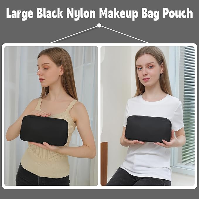 Travel Essentials Makeup Bag for Women Water-resistant Toiletry Organizer Nylon Cosmetic Pouch Preppy Stuff