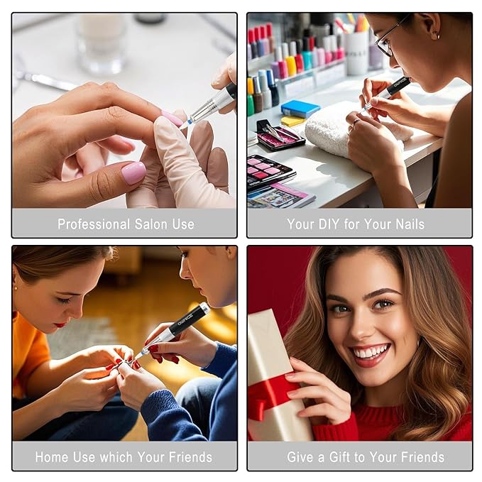 Electric Professional Nail Drill 35000RPM Cordless Portable Nail E-File Buffer Tools with Bits Perfect for Salon Manicure Pedicure Acrylic, Gel, Natural Nails(Sky Silver)