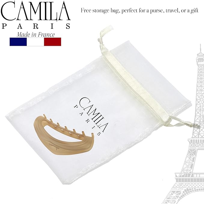 Camila Paris CP3527 French Hair Clip for Women, Beige, Girls Hair Claw Clip Jaw Fashion Durable and Styling Hair Accessories for Women, Luxury Ladies Strong Hold No Slip Grip Clamp, Made in France