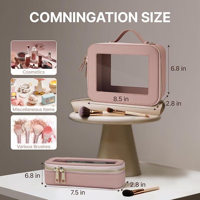 Clear Makeup Bag with Mini Cosmetic Bags,Travel Toiletry Bag for Women,Portable Cosmetic Bag Case, Transparent Waterproof Cosmetic Organizer Storage Bag for Women Men