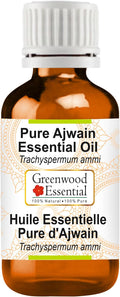 Greenwood Essential Ajwain Essential Oil (Trachyspermum ammi) Pure | Non-Sticky | Non-Greasy | Lightweight | Men & Women | All Skin Types | Steam Distilled 30ml (1 oz)