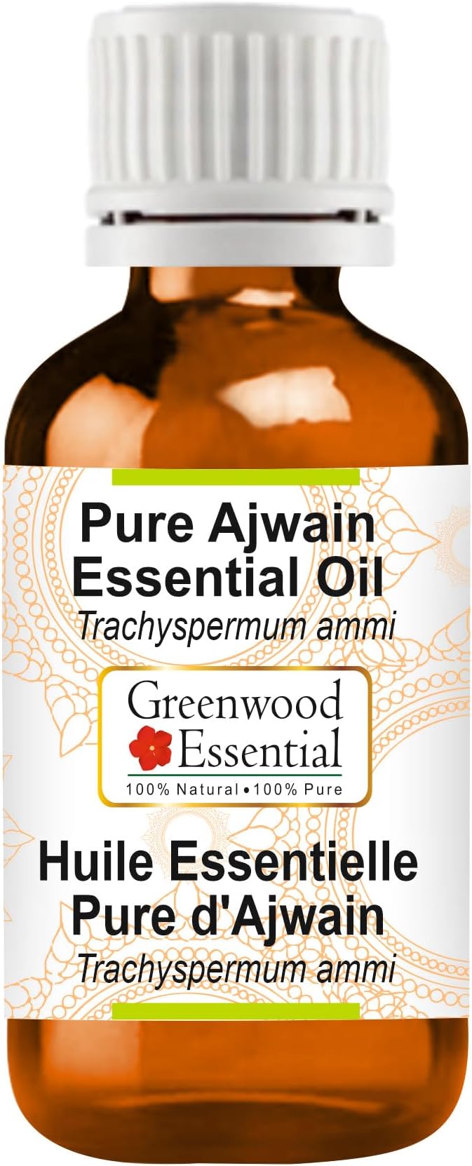 Greenwood Essential Ajwain Essential Oil (Trachyspermum ammi) Pure | Non-Sticky | Non-Greasy | Lightweight | Men & Women | All Skin Types | Steam Distilled 30ml (1 oz)