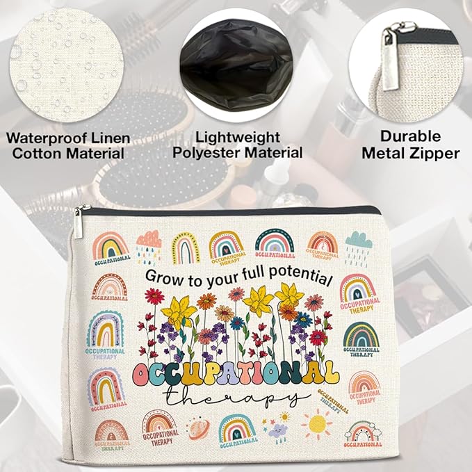 Occupational Therapy Gifts Makeup Bag Occupational Therapist Gifts OT Grow to Your Full Potential Zipper Makeup Pouch