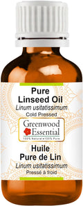 Greenwood Essential Linseed Oil (Linum usitatissimum) | Cold Pressed | Natural | Undiluted | For Diluting Essential Oils | For Skin & Massage | Men & Women | 30ml (1 oz)
