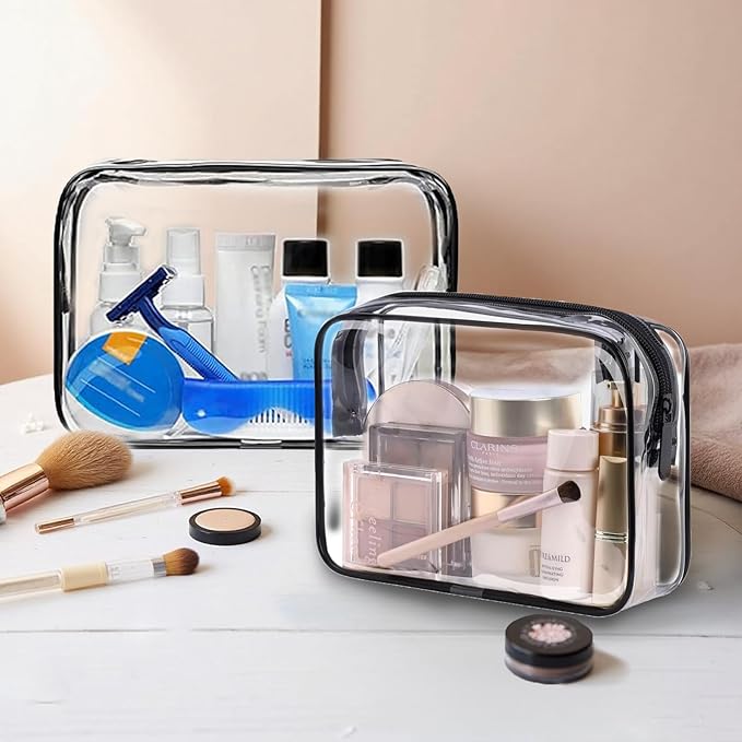 16 Packs Clear Makeup Bag - Waterproof Cosmetic Bag, Portable Travel Makeup Bag with Zipper for Men and Women
