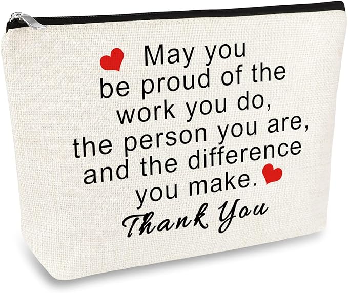 Thank You Gifts for Women Social Worker Makeup Bag Inspirational Gifts for Friends Colleague Coworker Employee Appreciation Gift for Nurse Mentor Teacher Thanksgiving Birthday Gift Cosmetic Bag Pouch