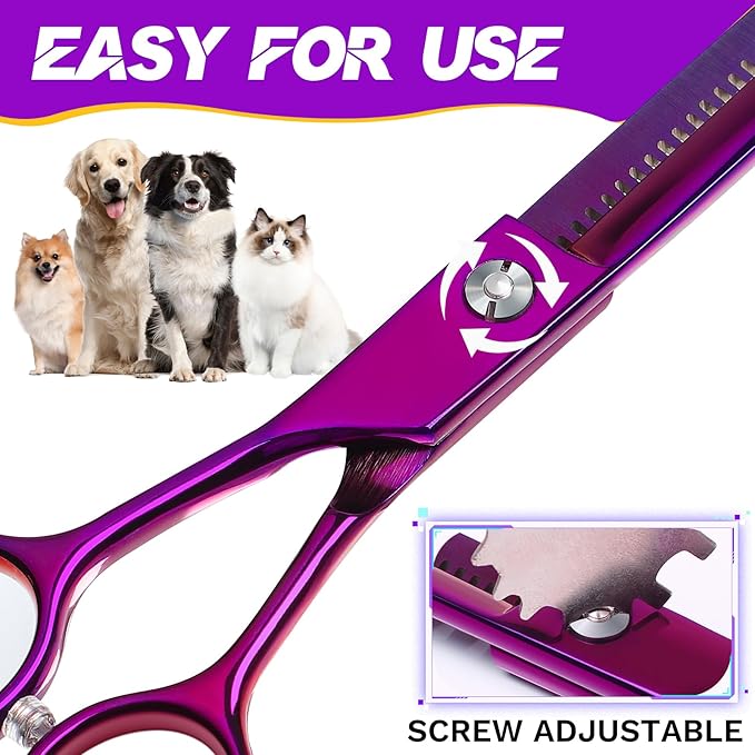 JASON Grooming Scissors for Dogs - Sharp Thinning Dog Shear with Muffler Pad, Stainless Steel Dog Grooming Shears Professional Texture Scissors for Pets Christmas Gift