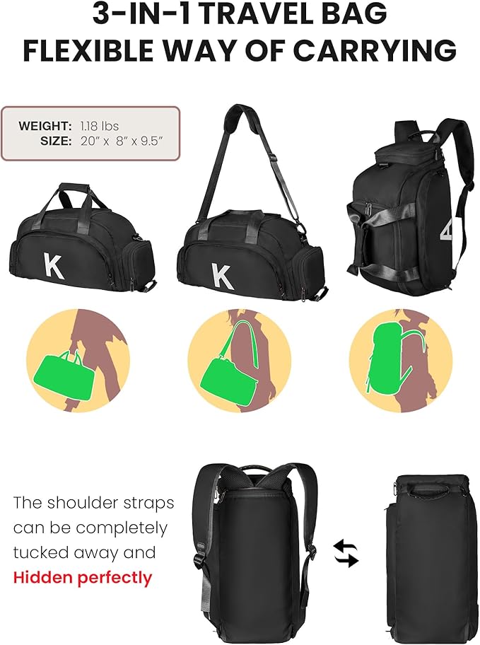 10 Year Old Boy Birthday Gifts, Initial Gym Bags with Shoe Compartment, Dance Bag for Girls, Monogram Kid Overnight Bags, Travel Duffle Tote-Perfect for Sport Outdoor (Letter B)