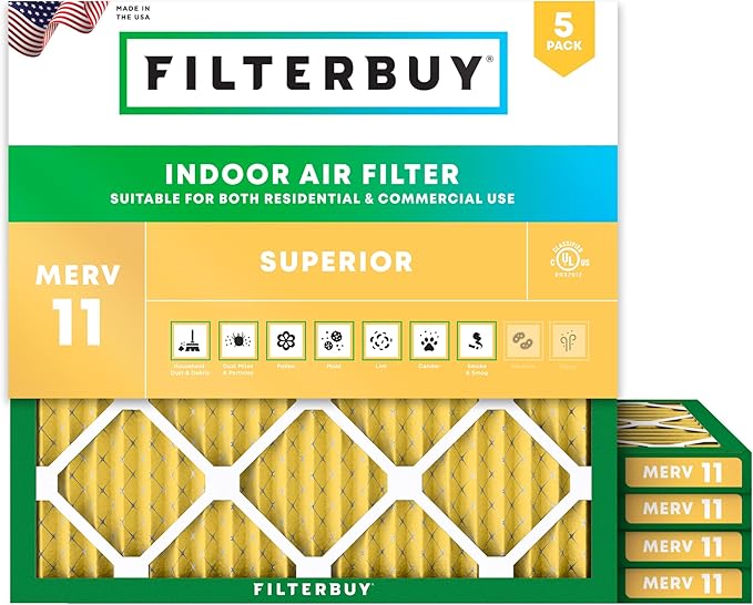 Filterbuy 14x14x1 Air Filter MERV 11 Superior Pet & Allergy Defense, by Filterbuy
