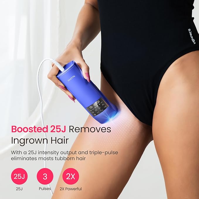 IPL Laser Hair Removal for Women and Men, 25J Triple-Pulse Permanent Hair Removal Device for Ingrown Hair, 37°F Painless Sapphire Ice Cooling Hair Removal for Legs, Armpits, Face, Bikini, Underarms