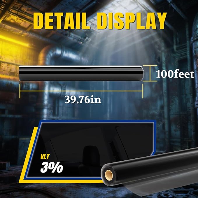 ARANA Nano Ceramic Car Window Tint Film 3% Percent - 40" x100FT Heat & UV Blocking, Privacy Anti-Glare, Scratch & Explosion Proof Tinted Film for Cars & Trucks
