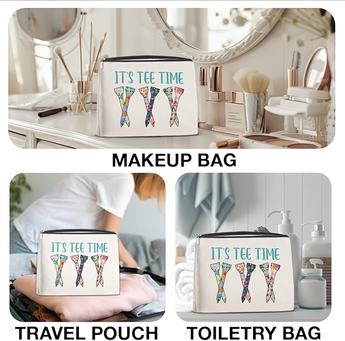 Golf Gifts Makeup Bag, Team Gifts for Women Golf Lover Player Inspirational Gift for Golfers Friendship Birthday Gift for Her Female Friend Zipper Cosmetic Bag Travel Toiletry Pouch for Purse