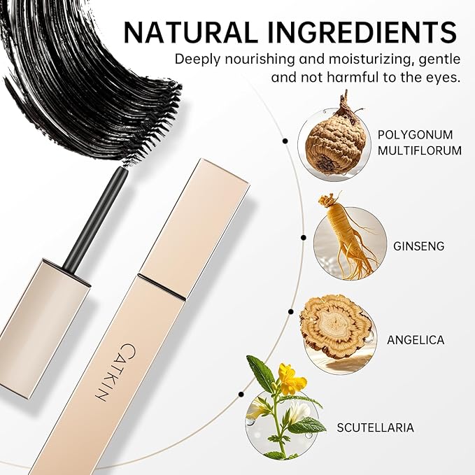 CATKIN Lash Lengthening Mascara, Volumizing & Lengthening, Very Black, Clump-Free, Long Lasting Waterproof Formula for Dramatic Long Lashes 7.5g