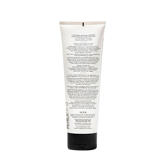 SEEN Deeper Conditioner, Fragrance Free - Non-Comedogenic & Sulfate-Free Hair Conditioner- Dermatologist-Developed - Safe for Sensitive, Eczema & Acne Prone Skin
