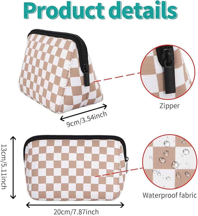 Cosmetic Bag Waterproof Neoprene Zipper Pouch Travel Portable Toiletry Makeup Bags Organizer Case for Women and Girls