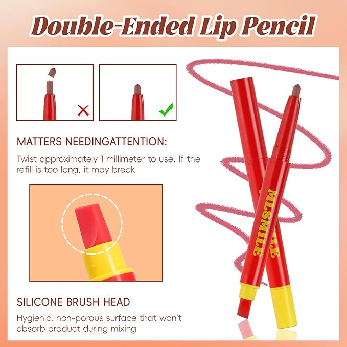Noerrors 2-in-1 Lip Liner Pencil with Silicone Blending Tip,Creamy Matte Lip Pencil for Defining, Precise Application,Long-Lasting,Smudge-Resistant Lip Contour,Cocoa,Shaping & Featherproof Lock Makeup