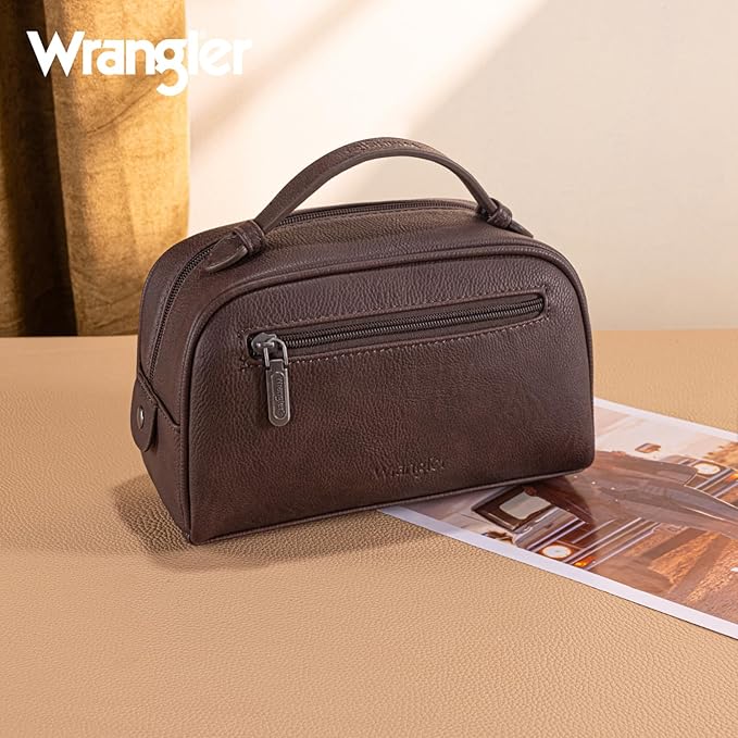 Montana West Wrangler Makeup Bags for Women Portable Toiletry Bag Small Travel Cosmetic Organizer for Gift Zipper Closure