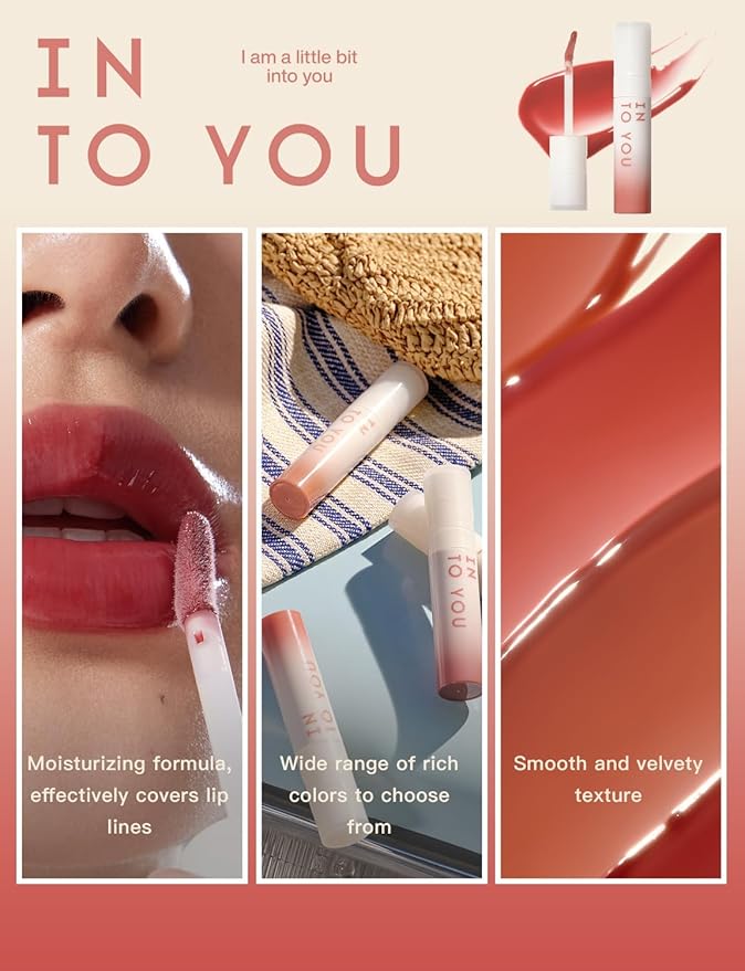 INTO YOU Lip Stain Long Lasting, Lip Gloss, Lip Tint, Lip Plumper Gloss, Glitter Lip Gloss, Liquid Lipstick, Vivid Color, Smudge-Proof, Lightweight, Naturally Moisturizing, Lip Oil For Dry Lips (CC08)