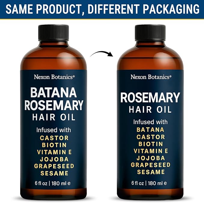 Rosemary Oil for Hair Growth 6 fl oz - Natural Scalp and Hair Oil with Batana, Castor, Biotin, Vitamin E, Grapeseed, Jojoba, Sesame - Aceite de Romero y Batana - Nexon Botanics