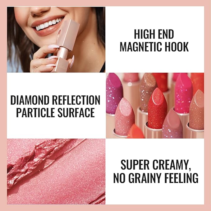 Oulac Shimmer Purple Lipstick for Women, Infinity High Shine Finish, Hydrating Lip Color Infused with Damask Rose Oil for All-Day Comfort, Gluten-Free Vegan Beauty, D05 Wildfire
