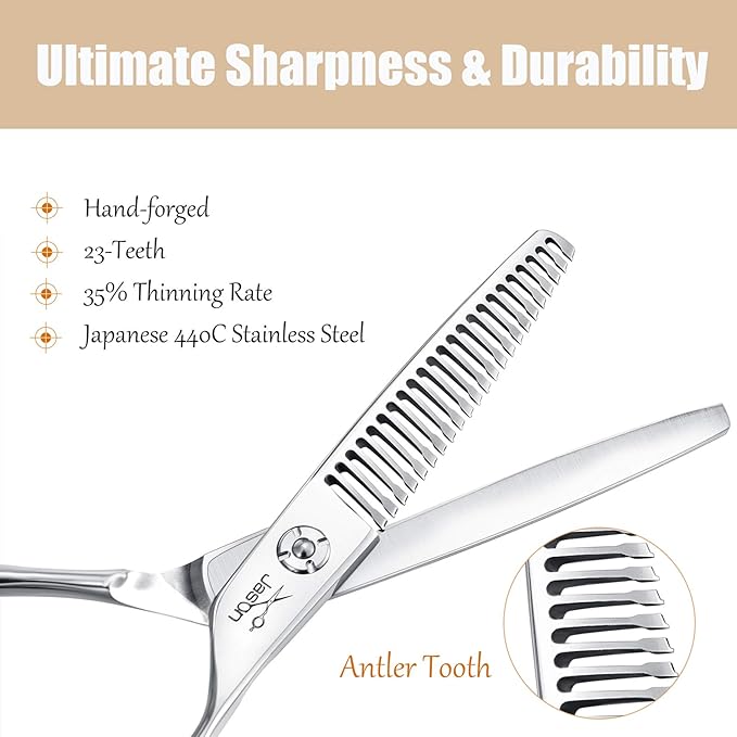 JASON 6" Texturizing Hair Scissors, 23 Teeth Hair Texture Shears Professional Blending Hair Thinning Scissor for Barber, Hairdresser, Stylist, Women and Men, Japanese 440C Stainless Steel Christmas Gi