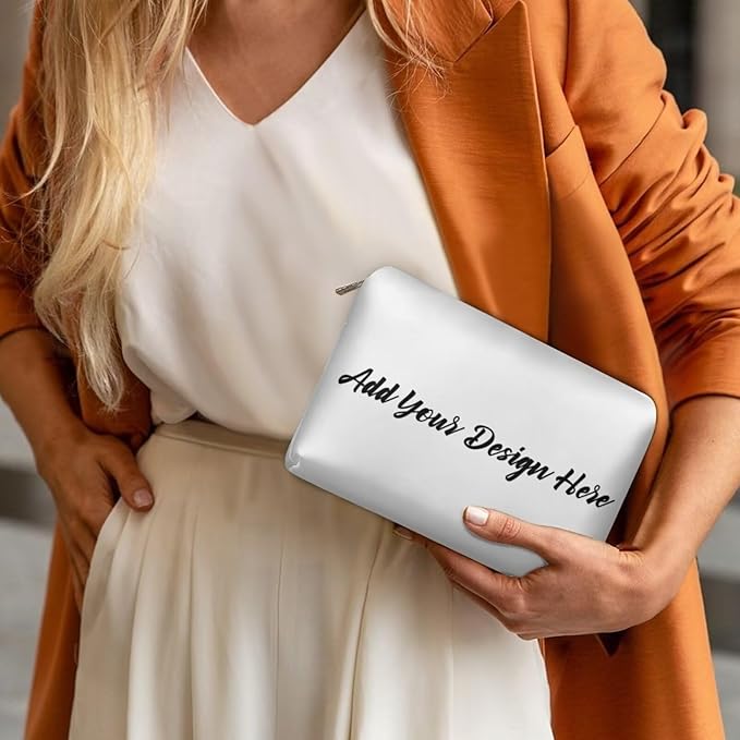 COEQINE Custom Leather Cosmetic Bag for Women 5x7 Inch Travel Makeup Bags Organizer Easy To Clean Cosmetic Pouch for Party Travel Case Gifts for Her Sister