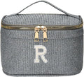 EURYNOME Makeup Bag with Custom Letter R, Water-Resistant Travel Organizer Pouch, (8.3x5.1x5.1 Inch) Cosmetic Case for Women