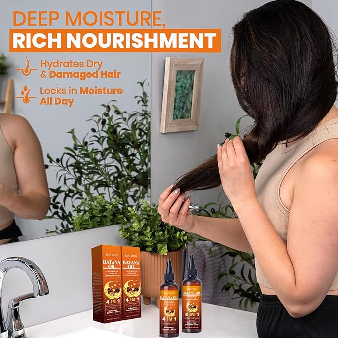 Batana Oil for Hair Growth, 4-In-1 Batana Oil,Pumpkin Seed,Rosemary, and Castor,Nourishes hair for Men Women 2pcs