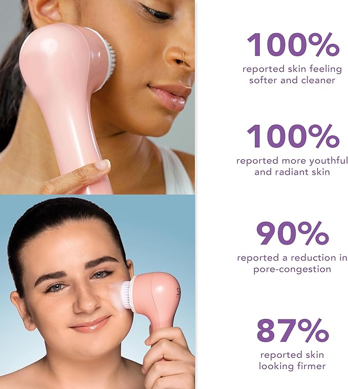 Spa Sciences - NOVA - Sonic Cleansing Brush with Bristles & Infusion System – Anti-Aging Facial Exfoliating, Waterproof, and USB Rechargeable