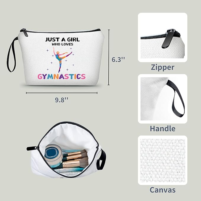 Gymnastics Cosmetic Bag, Travel & Daily Use, Gymnastics Theme, Multifunctional Makeup Bag, Gift for Girls & Women,Christmas