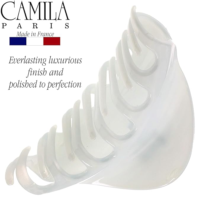 Camila Paris CP2555 French Hair Clip for Women for Thick Hair for Long Curly Wavy Hair, White, Girls Hair Claw Clips Jaw Styling Hair Accessories for Women, Strong Hold No Slip Grip, Made in France