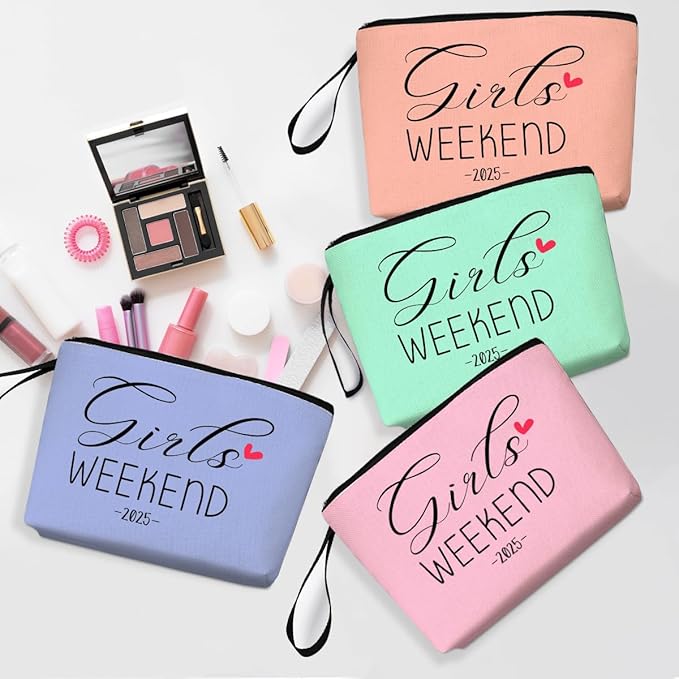Hanamiya Na 4Pcs Weekend Makeup Bag Trip Gifts Favors Bag Girls Weekend Gifts Friendship Gifts for Women Girls BFF Bride Cosmetic Bag Zipper Pouch Wedding birthday Bachelorette Party