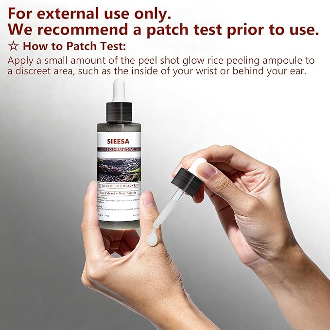 Peel Shot Glow Black Rice Peeling Ampoule, Rice Extract Exfoliating Serum Dead Skin Care for Face and Body Scrub, Gentle Skincare, Pore Refiner & Deep Hydration for All Skin Types（80ML/2.71 Fl Oz）