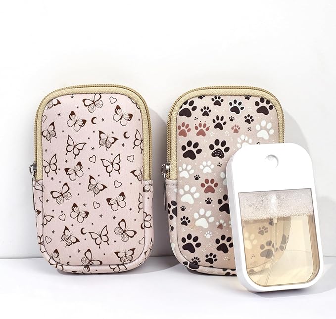 COOKOOKY 2 Pack Hand Sanitizer Spray Case Compatible with Touchland, Hand Sanitizer Holder, Mini Zippered Pouch, Small Makeup Bag for Women Friends Girls Gifts Idea
