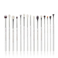 Jessup Small Eye Makeup Brush Set Professional 15pcs White/Silver Premium Natural-synthetic Eye Shadow Blending Concealer Eye & Brow Liner Brushes, T237