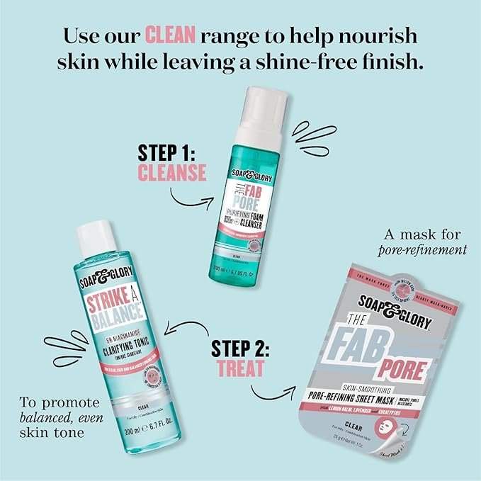 Soap & Glory Strike A Balance Niacinamide Clarifying Skin Toner - Facial Toner for Rebalanced & Refreshed Skin - 5% Niacinamide Toner with Cimicifuga Root - Exfoliating Face Toner (200ml)