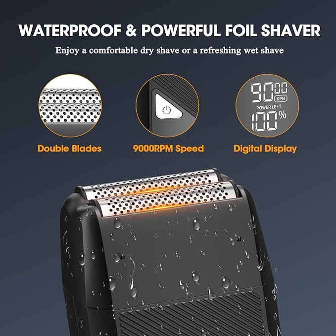 Professional Hair Clippers for Men, Barber Clippers and Trimmers Set, Foil Shavers for Men, 3 in 1 Cordless Hair Clippers Set Hair Cutting Kit Barber kit with LED Display