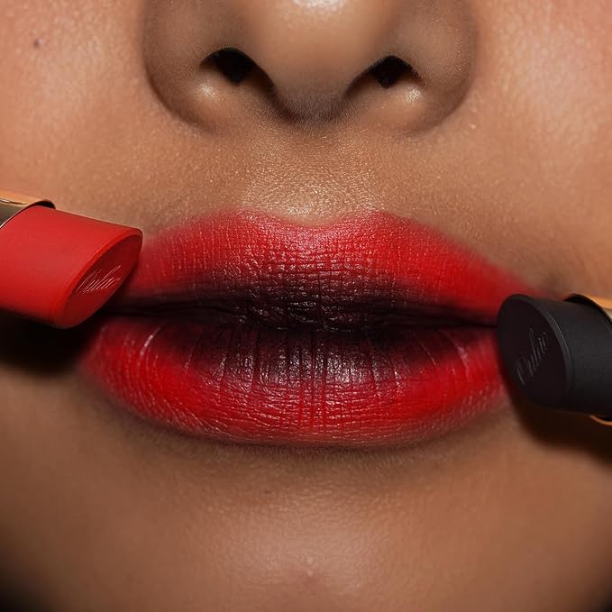 Oulac Black Lipstick for Women, Halloween Matte Lipsticks, Full Coverage Lip Color, Satin Matte Finish, Cream Texture, Hydrating, Infused with Hyaluronic Acid, Vegan & Clean Beauty 4g SG16