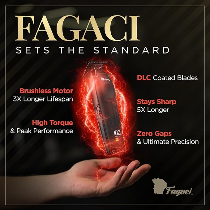 Fagaci Professional Zero Gapped Trimmer for Men, 5X Longer Sharpness Cordless Beard Trimmer for Men, T Liners Professional Trimmers for Barbers with Brushless Motor, Zero Gap Trimmers Barber T Blade