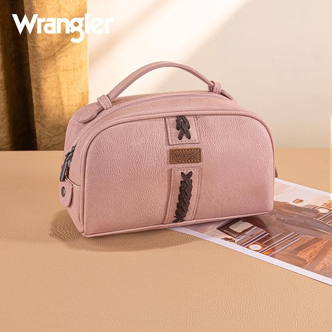 Montana West Wrangler Makeup Bags for Women Portable Toiletry Bag Small Travel Cosmetic Organizer for Gift Zipper Closure