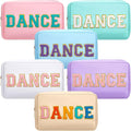 6 Pcs Dance Makeup Bag Cosmetic Bag with Chenille Letter Patches Waterproof Portable Cheerleader Toiletry Zipper Pouch for Girl Women Appreciation (Pastel Colors)