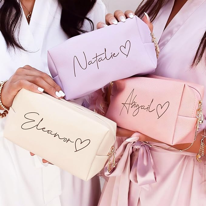 DayOfShe Personalized Name Makeup Bag Christmas Stocking Stuffers for Women Teenager Girls gifts,Custom Cosmetic Bag for Best Friend Birthday Bridesmaids Bag Gifts